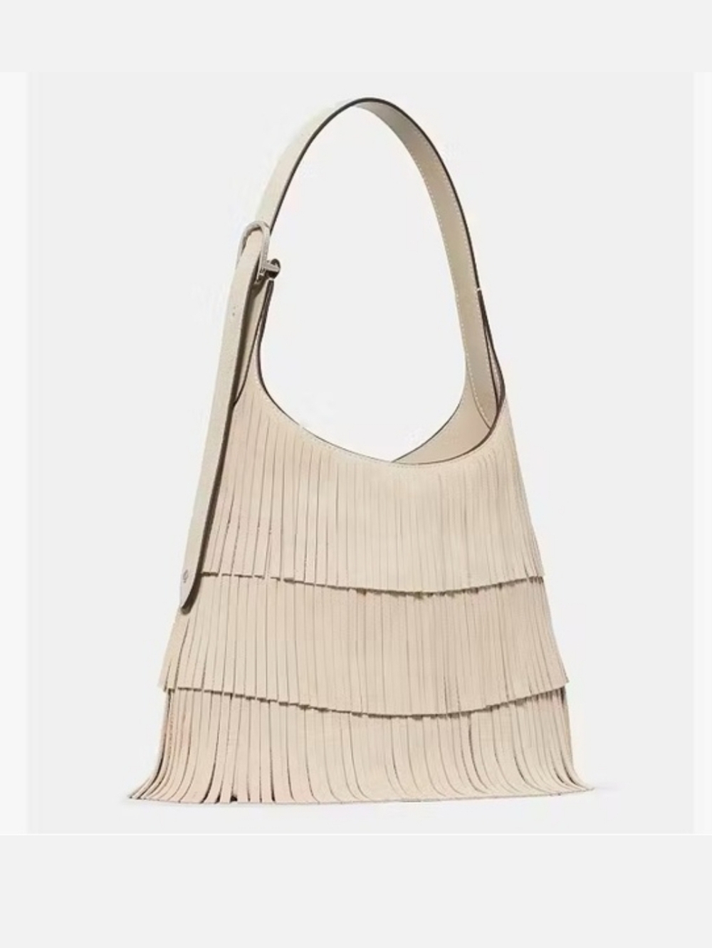 Kate Spade 454 Suede Fringe Small Shoulder Bag, Light Sand - Picture 2 of 9